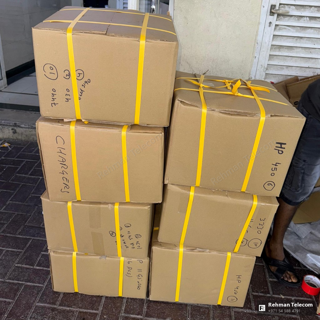 Rehman Telecom strapped cartons ready for handover